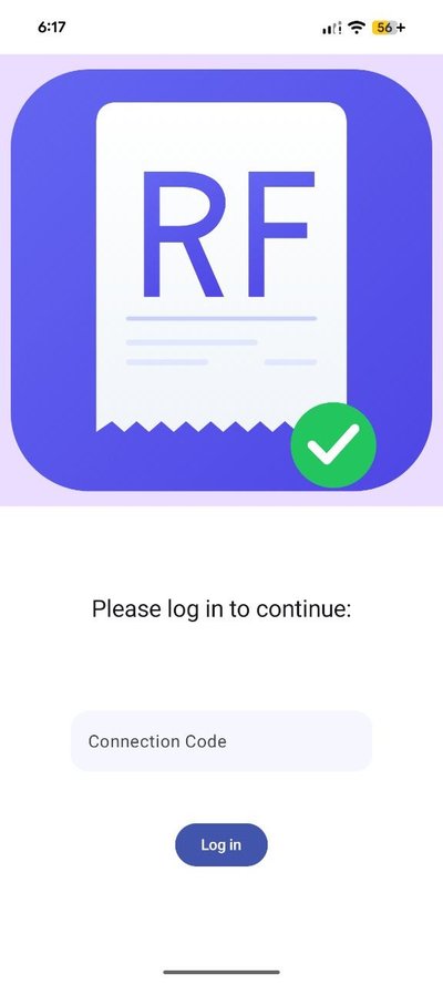 Entering the connection code in the Receiptful app