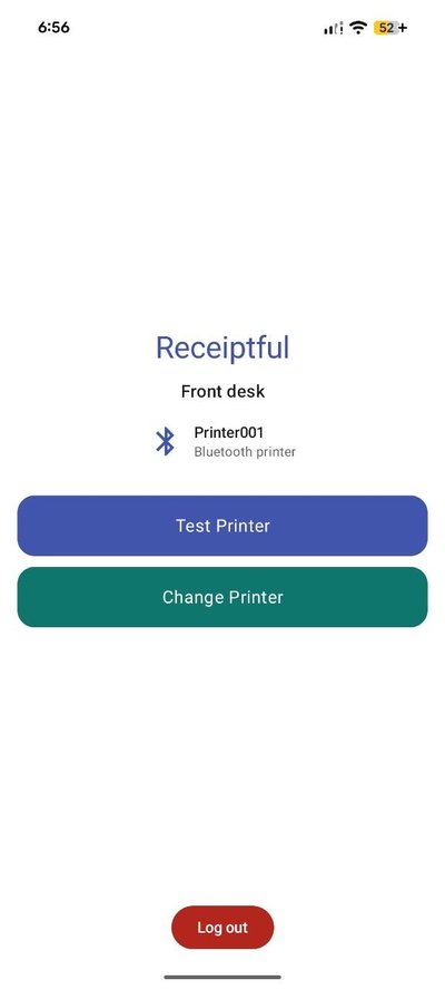 The app paired and ready to print